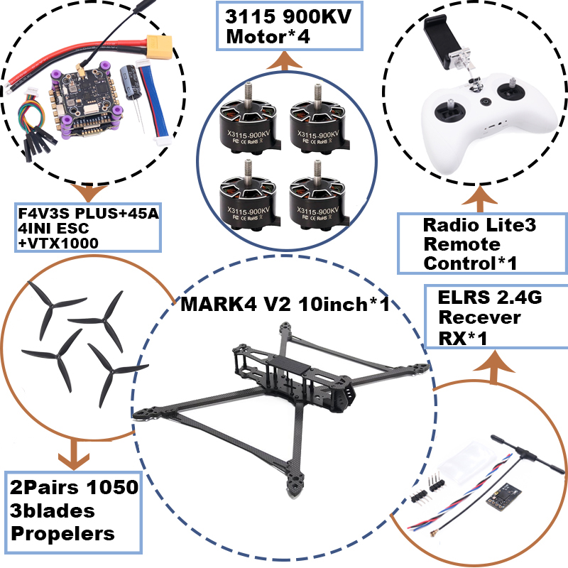 MARK4 V2 10 polegadas F4V3S/F4 - Radiomaster Ranger 2.4Ghz Elrs Module avaliação e preço
