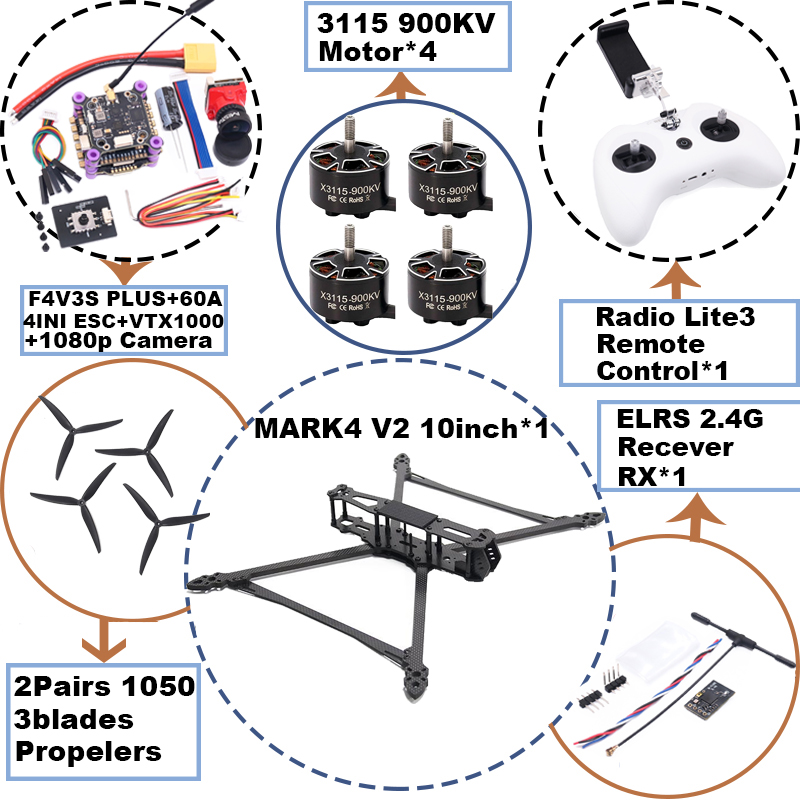 MARK4 V2 10 polegadas F4V3S/F4 - Radiomaster Ranger 2.4Ghz Elrs Module avaliação e preço